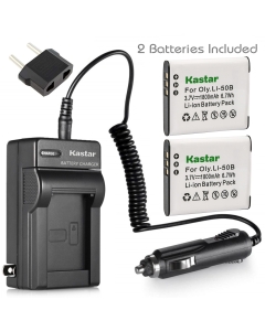 Kastar D-LI92 Battery (2-Pack) and Charger Kit for Ricoh Pentax D-LI92 Olympus LI-50B and Pentax Optio I-10, RZ10, RZ18, WG-1, WG-1 GPS, WG-2, WG-2 GPS, WG-3, WG-3 GPS, WG-4, WG-4 GPS, WG-10, X70