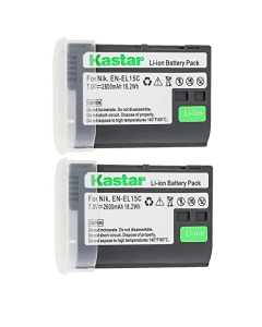 Kastar 2-Pack Battery Replacement for Nikon EN-EL15, EN-EL15a, EN-EL15b, EN-EL15c, EN-EL15e Battery, Nikon MH-25, MH-25a, MH-25b Charger, Nikon MB-D11, MB-D12, MB-D14, MB-D15, MB-D16, MB-D18 Grips