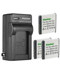 Kastar 3-Pack Battery and AC Wall Charger Replacement for Sony NP-FE1 FE1 Battery, Sony BC-CS3 Charger, Sony Cyber-Shot DSC-T7, Cyber-Shot DSC-T7/B, Cyber-Shot DSC-T7/S Digital Cameras