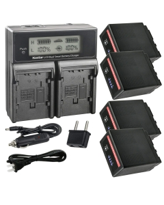 Kastar 4-Pack VW-VBG6 Pro Battery and LCD Dual Fast Charger Compatible with Panasonic VW-VBG6 VW-VBG6GK VW-VBG6-K VW-VBG6PPK, CGA-E625 Battery, Panasonic DE-A38, VSK0631, VSK0698 Charger