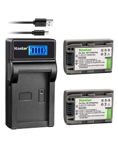 Kastar Battery (X2) & LCD Slim USB Charger Replacement for Sony NP-FP51 NP-FP50 and DCR-30 DVD203 DVD305 DVD92 HC20 HC21 HC26 HC30 HC32 HC36 HC40 HC42 HC46 HC65 HC85 HC96 SR40 SR60 SR80 SR100 TRV460E