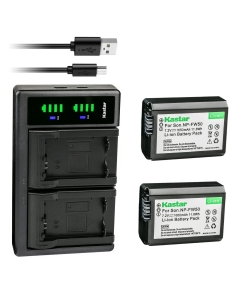 Kastar 2-Pack NP-FW50 Battery and LTD2 USB Charger Replacement for Sony Cyber-Shot DSC-RX10M3, Cyber-Shot DSC-RX10 IV, Cyber-Shot DSC-RX10M4, ILCE-3000, Alpha α3000, a3000, ILCE-5000