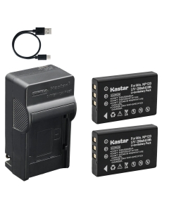Kastar 2-Pack Battery and AC & USB-C Charger, Compatible with NP-120 PX1657 D-LI7 DB-43 BP-1500S, Fujifilm FinePix F10 F11 M603, Toshiba H30 X100, Pentax Optio, Ricoh Caplio, Ordro HDV, Zohulu 4K