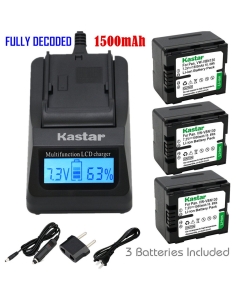Kastar Ultra Fast Charger(3X Faster) Kit and Battery (3-Pack) for Panasonic VW-VBN130 and Panasonic HC-X800 HC-X900 HC-X900M HC-X910 HC-X920 HC-X920M HDC-HS900 HDC-SD800 HDC-SD900 HDC-TM900 Cameras