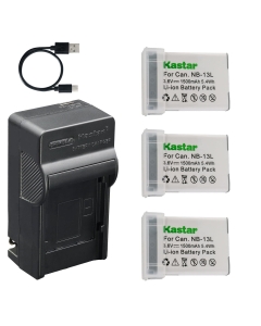 Kastar 3-Pack Battery and AC & USB-C Charger, Compatible with Canon NB-13L NB-13LH NB-15L for G7 X G5 X G9 X SX620 SX720 SX730 SX740 Cameras