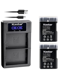 Kastar EN-EL14 2-Pack Battery and LKD2 USB Charger Compatible with Nikon EN-EL14a EN-EL14b EN-EL14c EN-EL14 27126 Battery, MH-24a MH-24 Charger, Coolpix P7000 P7100 P7700 P7800 Camera