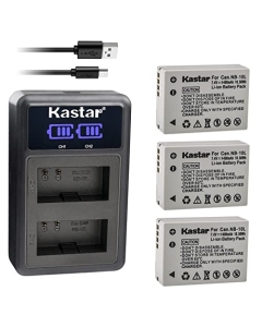 Kastar 3-Pack NB-10L Battery and LED2 USB Charger Compatible with Canon NB-10L NB10L, NB-10LH NB10LH Battery, Canon CB-2LC Charger, Canon G1X G3X G15 G16 SX40HS SX50HS SX60HS Camera