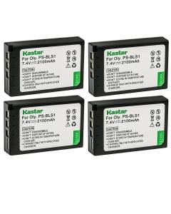 Kastar BLS1 Battery 4-Pack Replacement for Olympus BLS-1 PS-BLS1 Battery, BCS-1 PS-BCS1 Charger, E-400, E-410, E-420, E-450, E-600, E-620, E-P1, E-P2, E-P3, E-PL1, E-PL1s, E-PL3, E-PM1 Camera