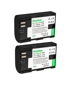 Kastar 2-Pack LP-E6P Rechargeable High-amperage Lithium-ion Battery Replacement for Canon LPE6P Battery, Canon LC-E6 and Canon LC-E6E Battery Chargers, Canon EOS R5 Mark II Mirrorless Camera