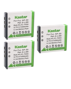Kastar Battery 3-Pack Replacement for Fujifilm NP-50 Kodak KLIC-7004 Pentax D-Li68, Fujifilm FinePix F50FD F775EXR F800EXR F850EXR F900EXR XP150 XP160 XP170 XP200, Kodak EasyShare M1033 M1093 M2008