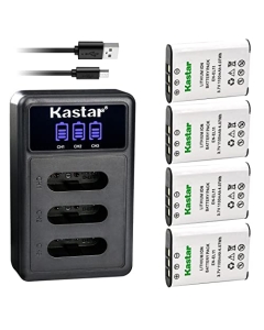 Kastar 4 Pack Battery and LCD Triple USB Charger Compatible with Nikon EN-EL11 Battery, MH-64 Charger, Nikon Coolpix S550, Coolpix S560 Camera, Ricoh DB-80 Battery, BJ-8 Charger, Ricoh R50 Camera