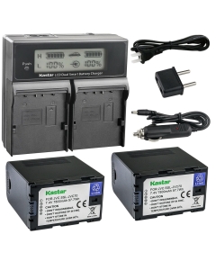 Kastar 2-Pack Battery and AC LCD Dual Fast Charger Compatible with JVC SSL-JVC50, SSLJVC50, JVC50, SSL-JVC70, SSLJVC70, JVC70, SSL-JVC75, SSLJVC75, JVC75, BN-S8I50, BNS8I50 Battery