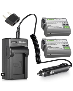 Kastar 2 Pack Battery and AC Charger with Car Adapter Compatible with Nikon EN-EL15 Nikon EN-EL15a Nikon EN-EL15e, Nikon MH-25 Nikon MH-25A, Nikon Z6 Nikon Z7 Nikon Z7Q3 Nikon D7500 Nikon D850 Camera