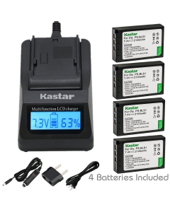 Kastar Ultra Fast Charger(3X Faster) Kit and Battery (4-Pack) for Olympus BLS-1, PS-BLS1 Work for Olympus E-400 E-410 E-420 E-450 E-600 E-620 E-P1 E-P2 E-P3 E-PL1 E-PL3 E-PM1 Cameras