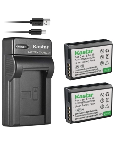 Kastar Battery (X2) & Slim USB Charger for Canon LP-E10, LC-E10 and Canon EOS 1100D, EOS 1200D, EOS Rebel T3, EOS Rebel T5, EOS Kiss X50, EOS Kiss X70 DSLR Camera & Canon LPE10 Grip