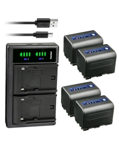 Kastar 4-Pack NP-QM71D Battery and LTD2 USB Charger Compatible with Sony CCD-DVD91 CCD-HC14 CCD-HC15 CCD-HC88 CCD-PC6 CCD-PC8 CCD-PC9 CCD-PC100 CCD-PC101 CCD-PC103 CCD-PC104 CCD-PC105 CCD-PC110 Camera