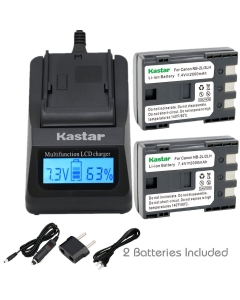 Kastar Ultra Fast Charger(3X Faster) Kit and NB-2L Battery (2-Pack) for Canon NB-2L NB-2LH NB-2L12 NB-2L14 NB-2L24 BP-2L5 BP-2LH and Canon EOS Digital Rebel XT Xti Cameras