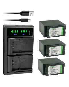 Kastar 3-Pack CGA-D54 Battery and LTD2 USB Charger Replacement for Panasonic CGR-D54SE/1B, CGR-D54SE/1H, CGR-D54Pro, CGP-D54, CGP-D54S, VW-VBD29 VW-VBD55, CGA-D54, CGA-D54S, CGA-D54SE, CGA-D54SE/1B