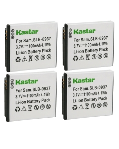 Kastar Battery 4-Pack Replacement for Samsung SLB-0937 Battery, Samsung SAC-47 Charger, Samsung CL5, CL50, CL80, I8, Digimax L730, Digimax L735, Digimax L830, NV4, NV33, ST10 Camera