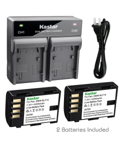 Kastar 2X Battery + Fast Dual Charger for Panasonic DMW-BLF19 DMW-BLF19E Panasonic Lumix DMC-GH3 DMC-GH3A DMC-GH3AGK DMC-GH3GK DMC-GH3H DMC-GH3HGK DMC-GH3KBODY DMC-GH4 DMC-GH4H DMC-GH4A DC-GH5 DC-G9