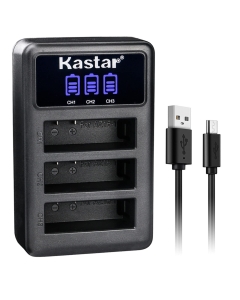 Kastar LCD Triple USB Battery Charger Compatible with Xiaomi YI AZ16-1, Xiaomi YI AZ16-2 Battery, Xiaomi Yi 4K, Xiaomi Yi 4K+, Xiaomi Yi Lite, Xiaomi YI 360 VR Action Camera Models