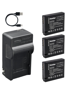 Kastar 3-Pack Battery and AC & USB-C Charger, Compatible with BCJ13 BP-DC10 Camera, for Panasonic Lumix LX5 LX6 LX7 and Leica D-Lux 5 D-Lux 6 Digital Camera