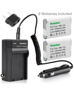 Kastar Battery (X2) & Travel Charger Kit for Canon NB-12L, NB12L, CB-2LG and Canon PowerShot G1 X Mark II, Canon PowerShot N100, Canon VIXIA Mini X, LEGRIA Mini X Digital Camera