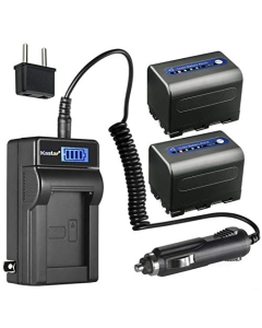 Kastar 2-Pack NP-QM71D Battery and LCD AC Charger Compatible with Sony NP-FM30, NP-FM50, NP-FM55H, NP-QM50, NP-QM51, NP-FM70, NP-FM71, NP-QM71, NP-QM71D, NP-FM90, NP-FM91, NP-QM91, NP-QM91D Battery