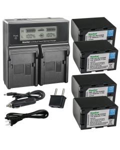 Kastar 4-Pack Battery and AC LCD Dual Fast Charger Compatible with JVC BN-VC264G BN-VC296G Battery, JVC AA-VC20 AA-VC20E AA-VC20U Battery Charger, JVC GY-HC500 Series Camcorder