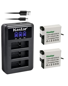 Kastar 2 Pack Battery + LCD Triple USB Charger Compatible with GoPro AABAT-001, HERO, HERO5 HERO 5, AHDBT-501, AHBBP-501, HERO6 HERO 6, AHDBT-601, AHBBP-601, HERO7 HERO 7, AHDBT-701, AHBBP-701 Battery