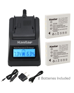 Kastar Compatible Fast Charger and Battery 2-Pack Replacement for FNP-40, NP-40N, CGA-S004, CGA-S004A, CGA-S004E, CGR-S001B, DMW-BCB7, KLIC-7005, SLB-0737, SNP-40