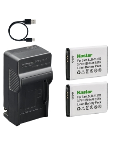 Kastar 2-Pack Battery and AC & USB-C Charger, Compatible with Samsung SLB-1137D, for i80 i85 i100 NV11 NV24HD NV30 NV40 NV100HD NV103 NV106 HD TL34HD Cameras