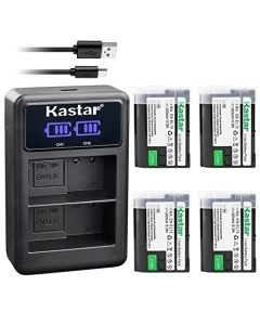 Kastar 4-Pack ENEL15 Battery and LED2 USB Charger Compatible with Nikon EN-EL15 Battery, MH-25 Charger, Nikon 1 V1, D500 D600 D610 D750 D780 D800 D800E D810 D810A D850, D7000 D7100 D7200 D7500 Camera
