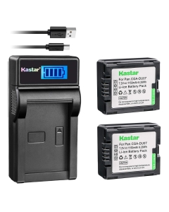 Kastar Battery (X2) & LCD USB Charger for Panasonic CGA-DU07 and NV-GS40 GS44 GS47 GS50 GS55 GS58 PV-GS150 GS200 GS300 GS320 GS400 GS500 SDR-H250 H280 VDR-D258 D300 D308 D310 D400 M74 M75 M95 M250