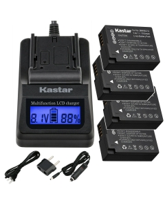 Kastar Fast Charger and Battery (4-Pack) Replacement for Panasonic Lumix DMC-FZ200 FZ1000 G5 G6 GH2 Camera, Panasonic DMW-BLC12 DMW-BLC12E DMW-BLC12GK DMW-BLC12PP, Leica BP-DC12, Sigma BP-51 Battery