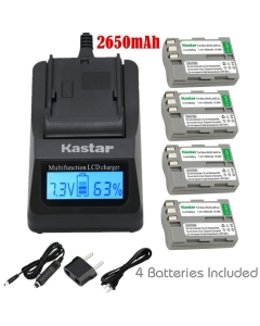 Kastar Ultra Fast Charger(3X Faster) Kit and Battery (4-Pack) for Nik EN-EL3e, EN-EL3a, EN-EL3, MH-18, MH-18a Work with Nik D50, D70, D70s, D80, D90, D100, D200, D300, D300S, D700