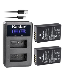Kastar 2-Pack EN-EL20 Battery and LED2 USB Charger Compatible with Nikon 1 J1, Nikon 1 J2, Nikon 1 J3, Nikon 1 S1, Nikon 1 V3, Nikon DL24-500 DSLR Camera