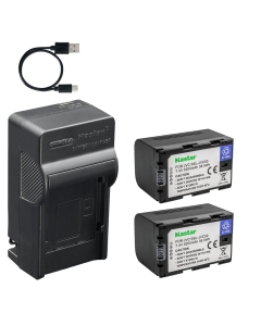 Kastar 2-Pack SSL-JVC50 Battery and AC & USB-C Charger, Compatible with JVC GY-HM600 GY-HM650 GY-HM660 GY-LS300 GY-HM200 GY-HM250 GY-HMQ10 GY-HMQ30 Camcorder