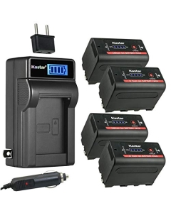 Kastar 4-Pack NP-F780EXP Battery and LCD AC Charger Compatible with DCR-TRV510 DCR-TRV520 DCR-TRV525 DCR-TRV58 DCR-TRV620 DCR-TRV7 DCR-TRV720 DCR-TRV735 DCR-TRV820 DCR-TRV9 DCR-TRV900