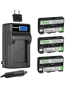 Kastar 3-Pack NP-FS11 Battery and LCD AC Charger Compatible with Sony CCD-CR1, CCD-CR5, DCR-PC1, DCR-PC2, DCR-PC3, DCR-PC4, DCR-PC5, DCR-TRV1VE, DSC-F505, DSC-F505V Cmaeras