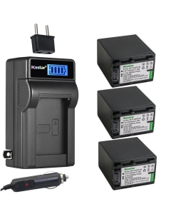 Kastar 3-Pack NP-FV100 Battery and LCD AC Charger Compatible with Sony HDR-PJ380, HDR-PJ390, HDR-PJ420, HDR-PJ50, HDR-PJ510, HDR-PJ540, HDR-PJ580, HDR-PJ650, HDR-PJ670, HDR-PJ710, HDR-PJ740