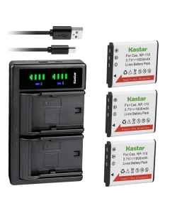 Kastar 3-Pack Battery and LTD2 USB Charger Compatible with Casio NP-110 NP-160 Battery, Casio Exilim EX-FC200S, Exilim EX-Z2000, Exilim EX-Z2200, Exilim EX-Z2300, Exilim EX-Z3000 Cameras