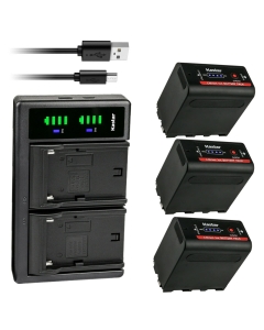 Kastar 3-Pack NP-F980EXP Battery and LTD2 USB Charger Compatible with CCD-TR845 CCD-TR87 CCD-TR8E CCD-TR910 CCD-TR913 CCD-TR917 CCD-TR918 CCD-TR930 CCD-TR940 CCD-TR950 CCD-TR97 Camera