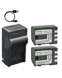 Kastar 2-Pack Battery and AC & USB-C Charger, Compatible with Canon NB-2L NB-2L12 BP-2L5 BP-2L12, for VIXIA HV20 HV30 HV40 HF R10 R100 Elura Optura ZR MD Camcorders