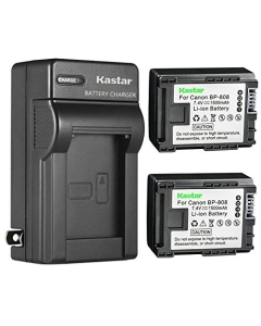 Kastar 2-Pack BP-808 BP808 Battery and AC Wall Charger Compatible with Canon BP-809 BP-819 BP-827 Battery, Canon CG-800 Charger, Canon VIXIA HG20 VIXIA HG21 VIXIA HG30, XA10, XA10 HD Cameras