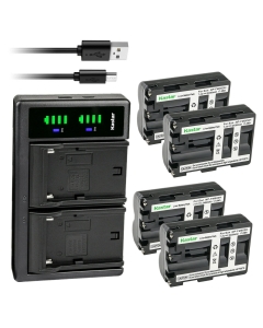 Kastar 4-Pack Battery NP-FM500HN and LTD2 USB Charger Compatible with Sony DSLR-A200WB, DSLR-A300, α300, Alpha A300, DSLR-A300K, DSLR-A300K/N, DSLR-A300X, DSLR-A350, α350, Alpha A350, SLT-A77VM Camera