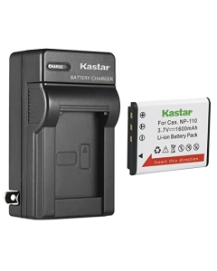 Kastar 1-Pack Battery and AC Wall Charger Replacement for Casio NP-110 NP-160 Battery, Casio Exilim EX-FC200S, Exilim EX-Z2000, Exilim EX-Z2200, Exilim EX-Z2300, Exilim EX-Z3000, Exilim EX-ZR10 Camera
