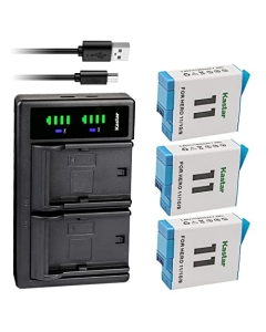 Kastar 3-Pack Battery and LTD2 USB Charger Compatible with GoPro HERO11 Hero 11 Black Action, GoPro HERO10 Edition, GoPro HERO9 Edition Action Camera, GoPro ADDBD-211 ADBAT-001 ADDBD-001 Battery