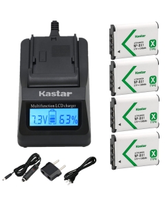 Kastar Fast Charger and Battery (4-Pack) Replacement for Sony NP-BX1 M8 and Cyber-Shot DSC-HX50V HX300 RX1 RX1R RX100 RX100M RX100M3 WX300 HDR-AS10 AS15 AS30V AS100V AS100VR CX240 MV1 PJ275 Camera