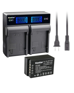 Kastar 1 Pack Battery and LCD Dual Rapid Charger Compatible with Fujifilm NP-T125 NPT125 Battery, BC-T125 Charger, Fujifilm GFX 50S GFX50S GFX 50R GFX50R GFX 100 GFX100 Camera, Fujifilm VG-GFX1 Grip
